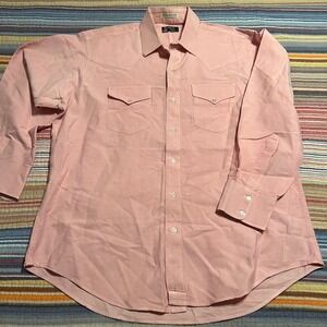 Vintage Ruddock Bros Pink Long Sleeve Western Shirt 100% Cotton Men Made in‎ USA